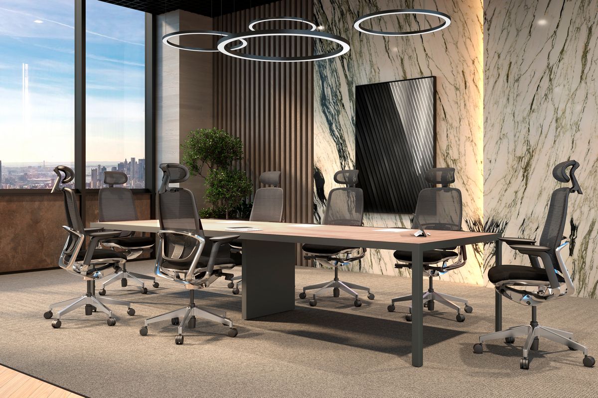 Studio Mesa de Consejo con Pata Central Electrificable — 1.80 x 1.20 mts.